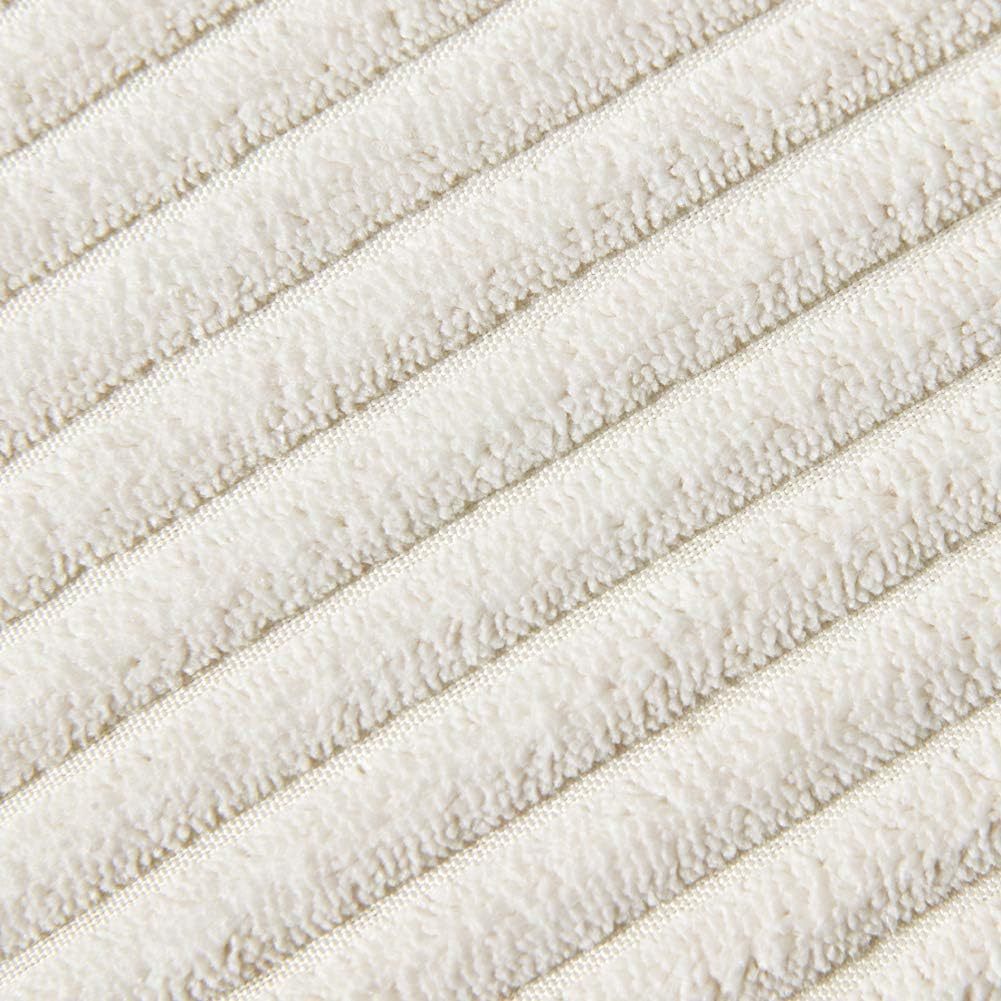 Corduroy Cushion Cover Set of 2 with Pom Pom Trim – Soft Decorative Pillow Covers 45x45cm