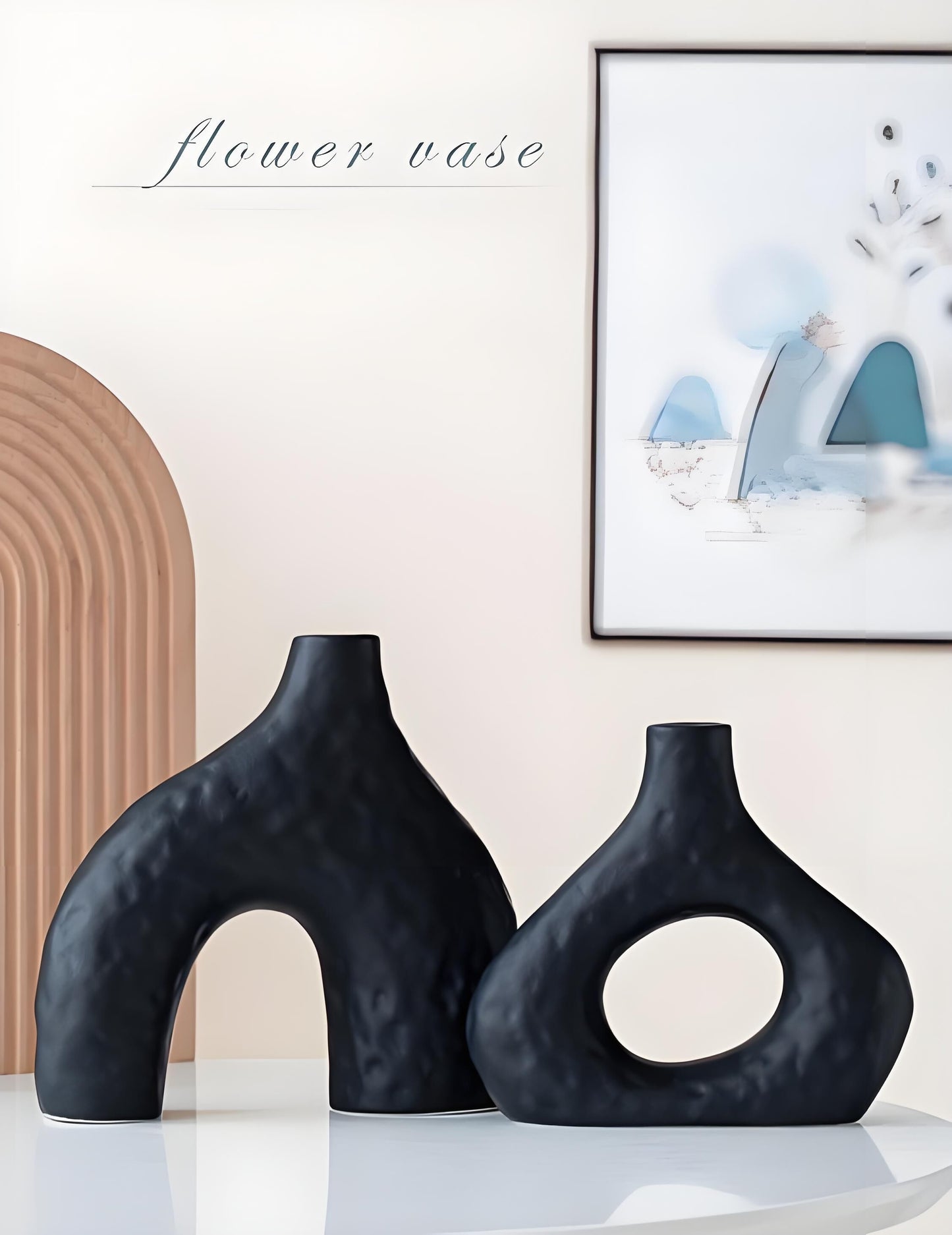 Minimalist Ceramic Vase Set of 2 – Modern Decorative Flower Vases for Home Decor