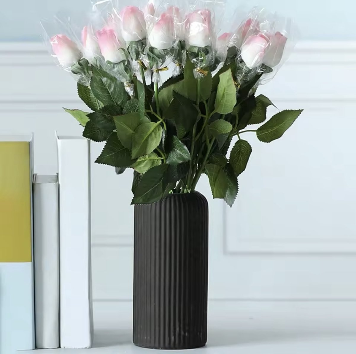Matte Black Decorative Vase – Modern Minimalist Flower Vase for Home Decor