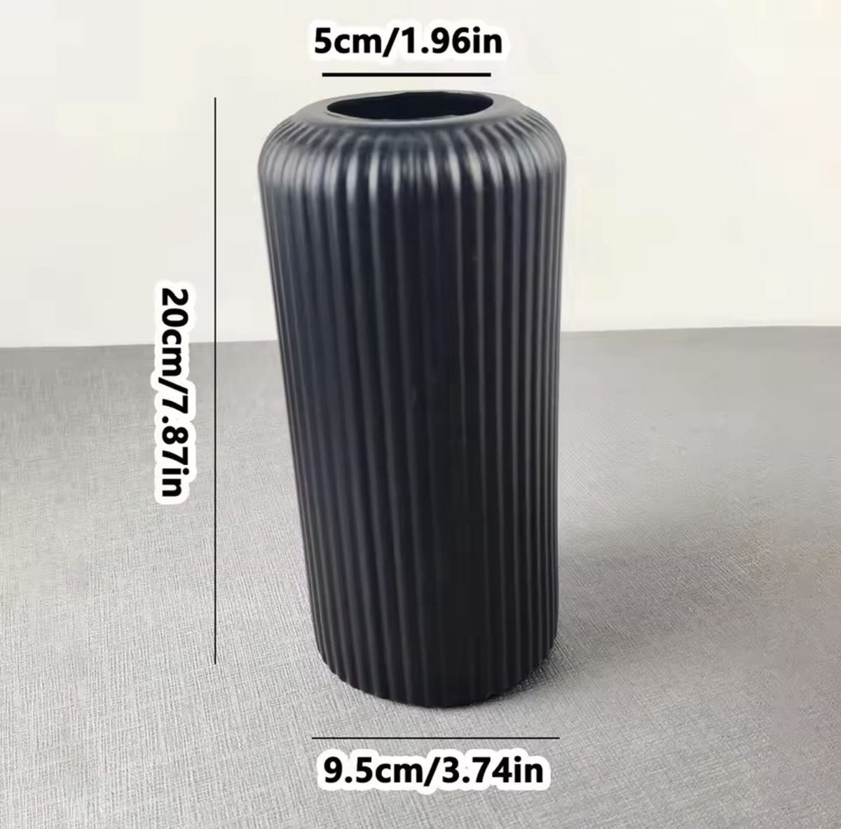 Matte Black Decorative Vase – Modern Minimalist Flower Vase for Home Decor