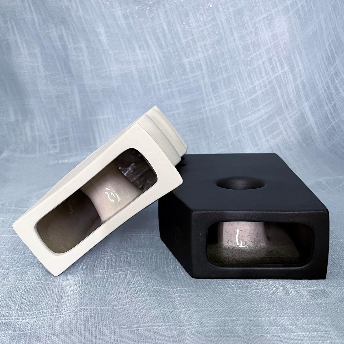 Modern Ceramic Vase Set of 2 – Abstract Black & White Decorative Vases for Home Decor