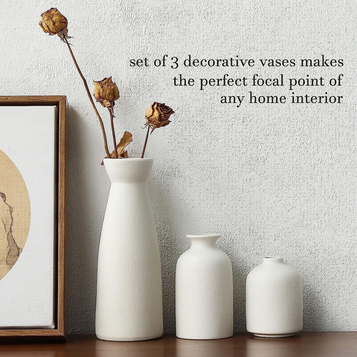 Modern Ceramic Vase Set of 3 – Minimalist Nordic Decorative Vases for Home Decor