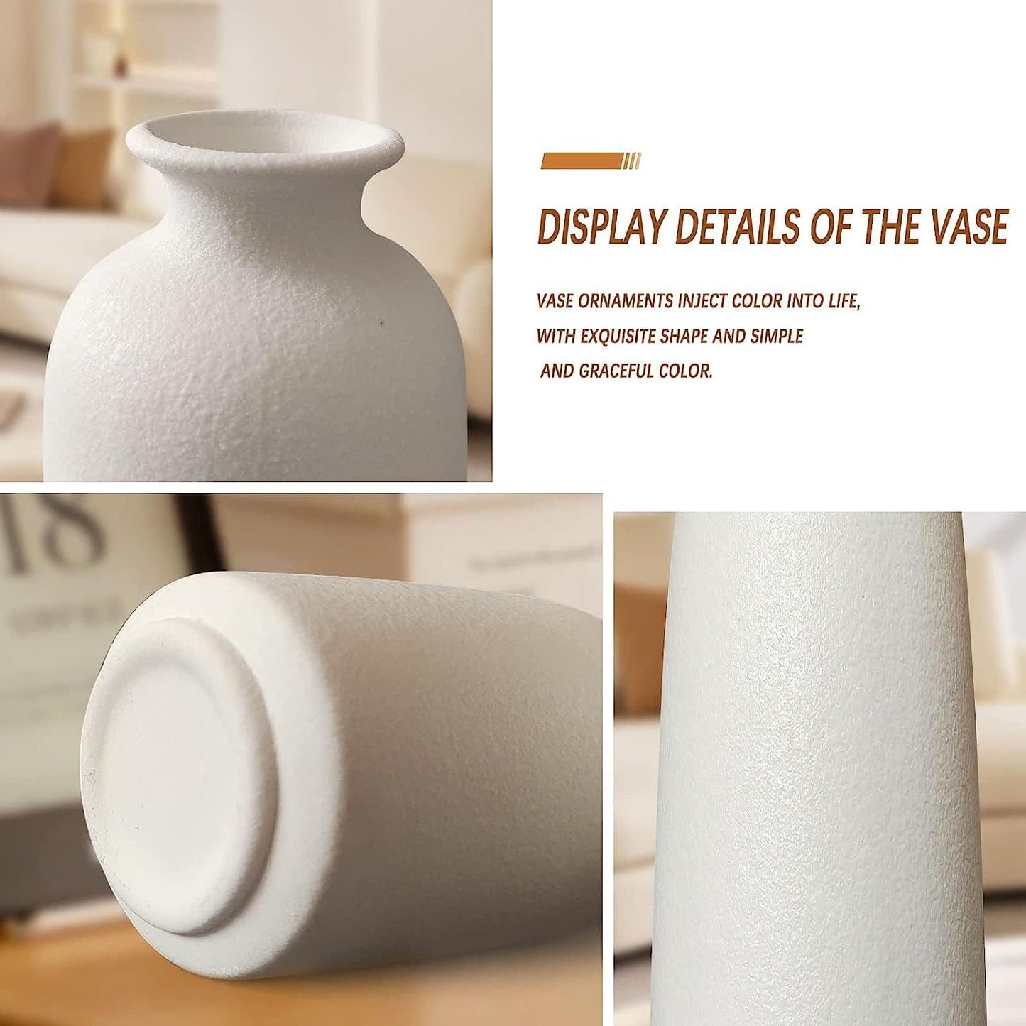 Modern Ceramic Vase Set of 3 – Minimalist Nordic Decorative Vases for Home Decor