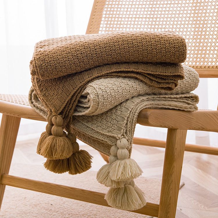 Soft Tassel Throw Blanket – Lightweight Cozy Sofa & Bed Throw 110x150cm