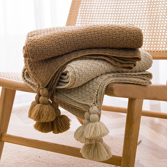 Soft Tassel Throw Blanket – Lightweight Cozy Sofa & Bed Throw 110x150cm