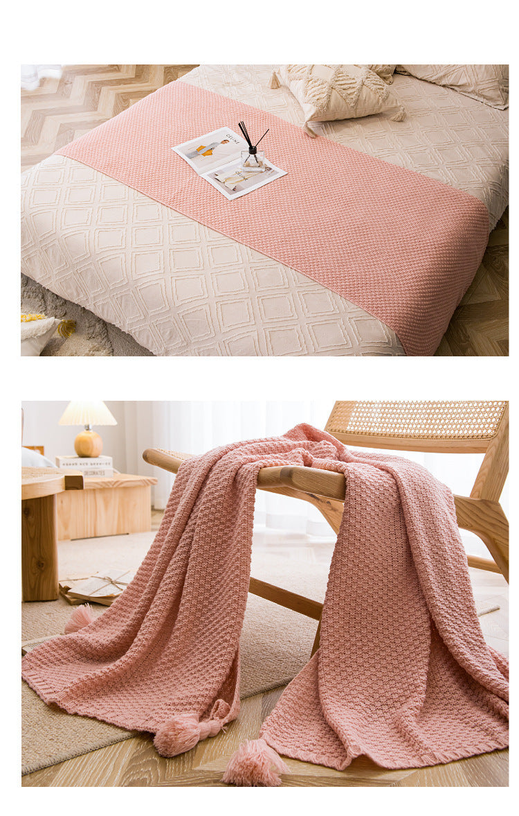 Soft Tassel Throw Blanket – Lightweight Cozy Sofa & Bed Throw 110x150cm