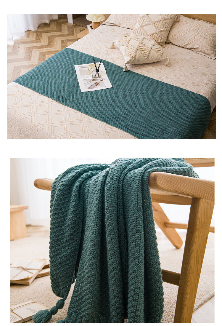 Soft Tassel Throw Blanket – Lightweight Cozy Sofa & Bed Throw 110x150cm
