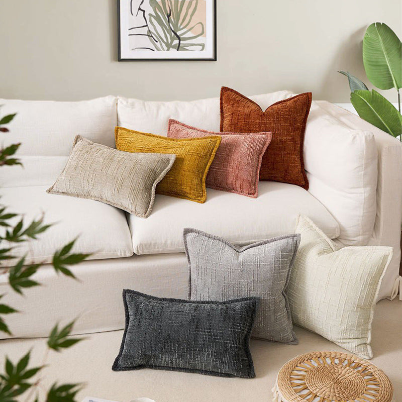 Chenille Crosshatch Cushion Cover Set of 2 – Textured Minimalist Pillow Covers 45x45cm & 30x50cm