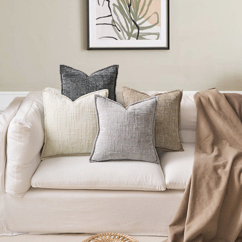 Chenille Crosshatch Cushion Cover Set of 2 – Textured Minimalist Pillow Covers 45x45cm & 30x50cm