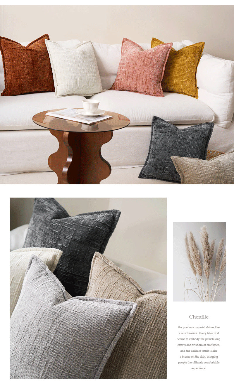 Chenille Crosshatch Cushion Cover Set of 2 – Textured Minimalist Pillow Covers 45x45cm & 30x50cm