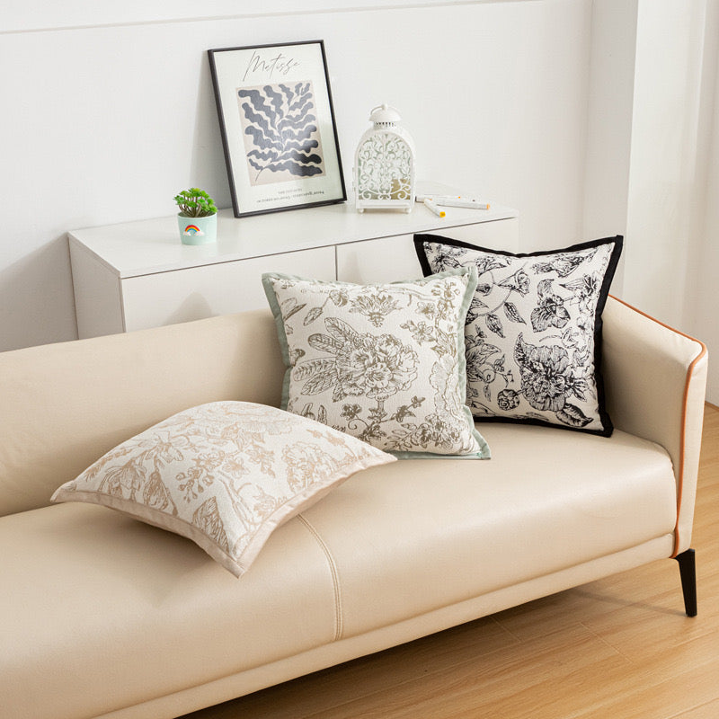 Black & White Tree Print Cushion Cover – Modern Decorative Pillow 45x45cm