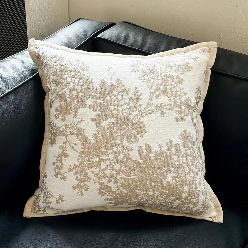Black & White Tree Print Cushion Cover – Modern Decorative Pillow 45x45cm